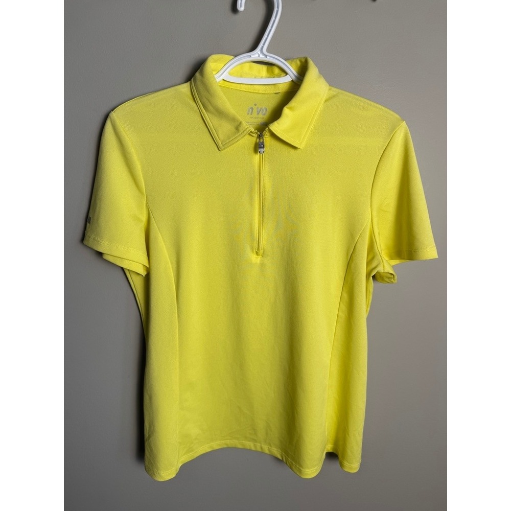 Nivo Womens Yellow Quarter Zip Polo Shirt M Golf Tennis Athletic Sporty Preppy